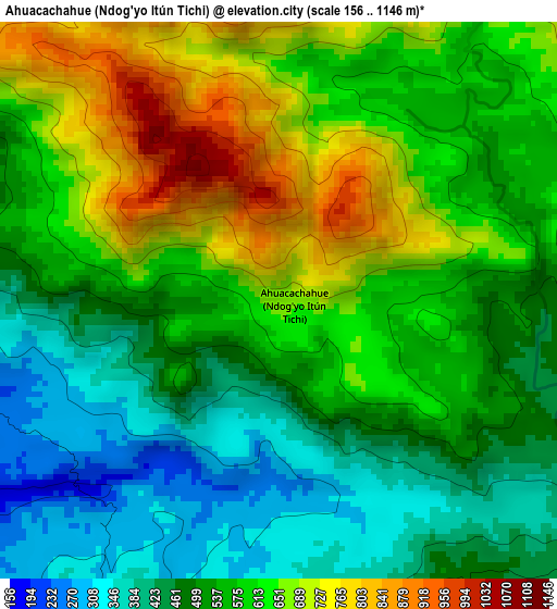 Ahuacachahue (Ndog'yo Itún Tichi) elevation map