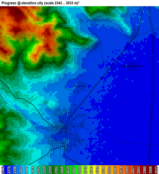 Progreso elevation map