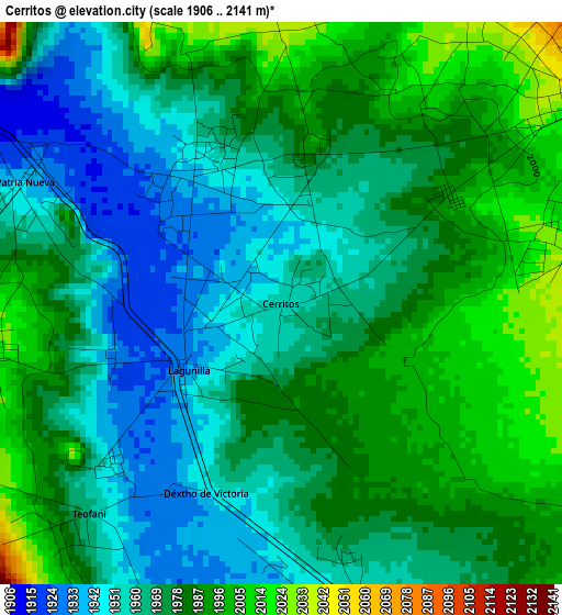 Cerritos elevation map