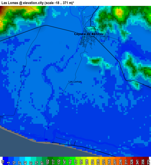 Las Lomas elevation map