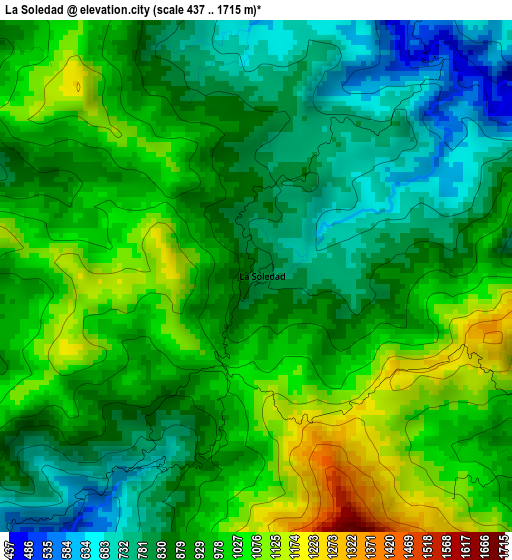 La Soledad elevation map