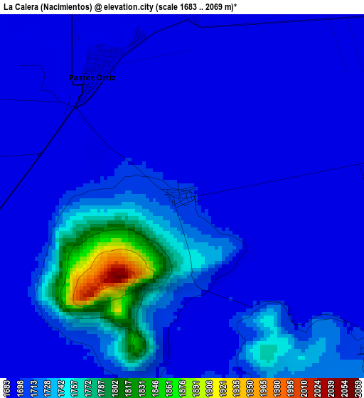 La Calera (Nacimientos) elevation map