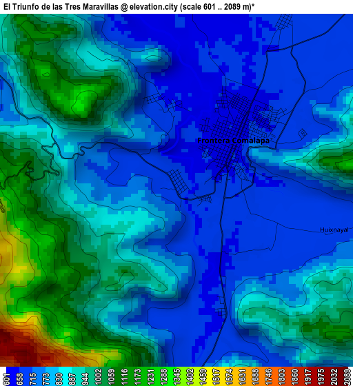 El Triunfo de las Tres Maravillas elevation map