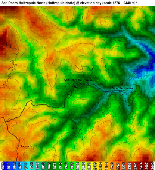 San Pedro Huitzapula Norte (Huitzapula Norte) elevation map