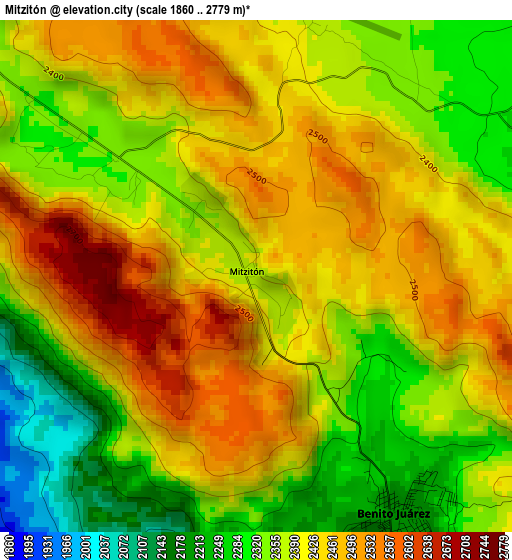 Mitzitón elevation map