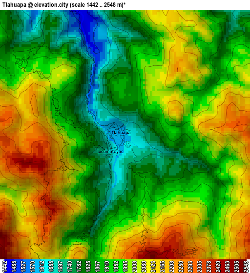 Tlahuapa elevation map