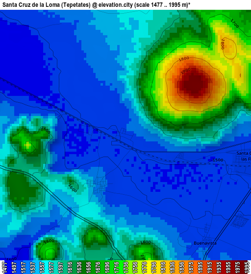 Santa Cruz de la Loma (Tepetates) elevation map