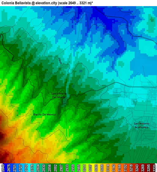 Colonia Bellavista elevation map