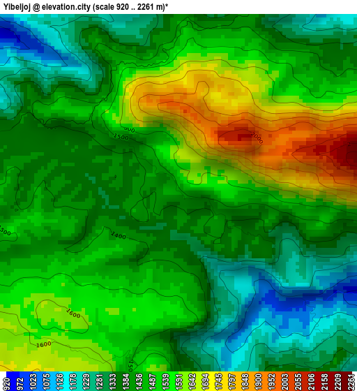 Yibeljoj elevation map