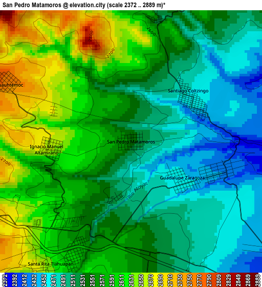 San Pedro Matamoros elevation map