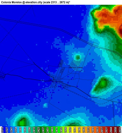 Colonia Morelos elevation map