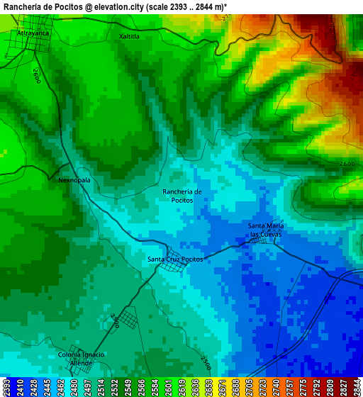 Ranchería de Pocitos elevation map