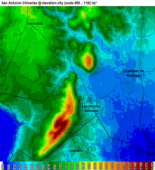 San Antonio Chiverías elevation map