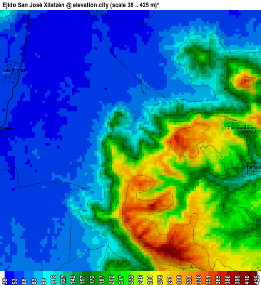 Ejido San José Xilatzén elevation map