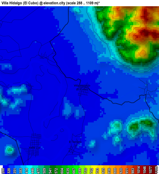 Villa Hidalgo (El Cubo) elevation map