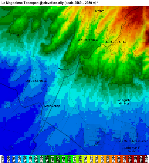 La Magdalena Tenexpan elevation map