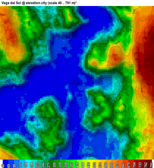 Vega del Sol elevation map