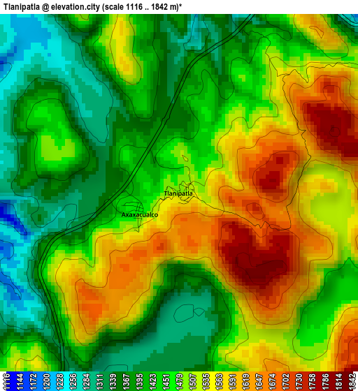 Tlanipatla elevation map