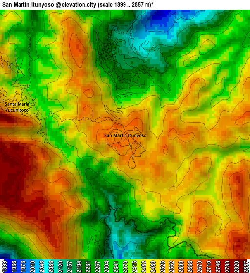 San Martín Itunyoso elevation map