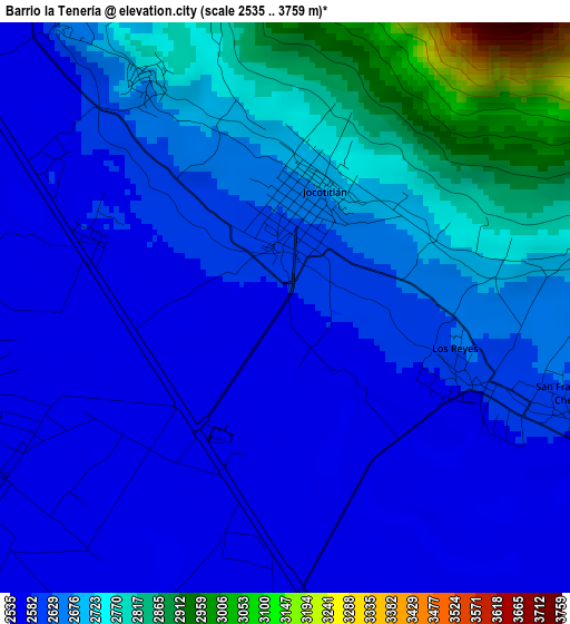 Barrio la Tenería elevation map