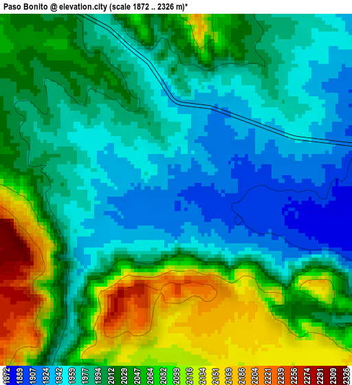 Paso Bonito elevation map