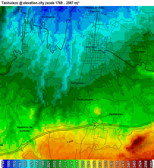 Tanhuixco elevation map