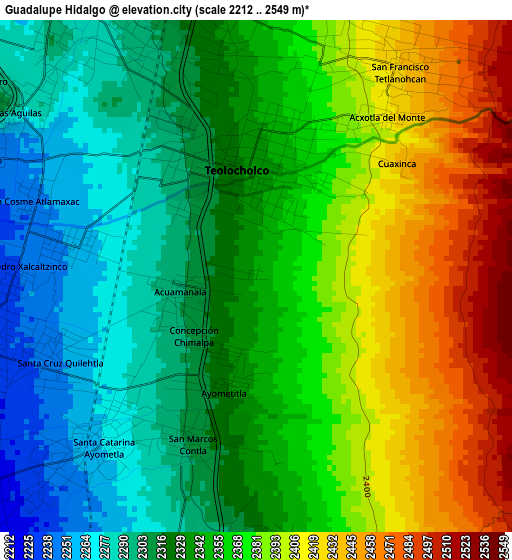 Guadalupe Hidalgo elevation map