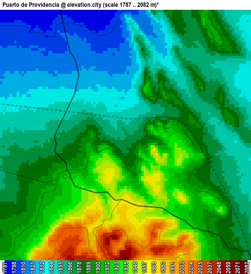 Puerto de Providencia elevation map