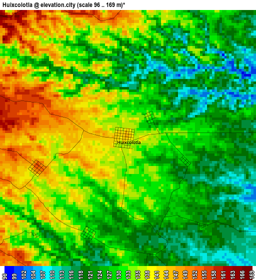 Huixcolotla elevation map