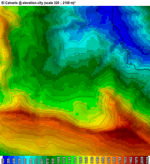 El Calvario elevation map