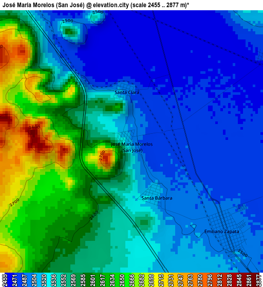 José María Morelos (San José) elevation map