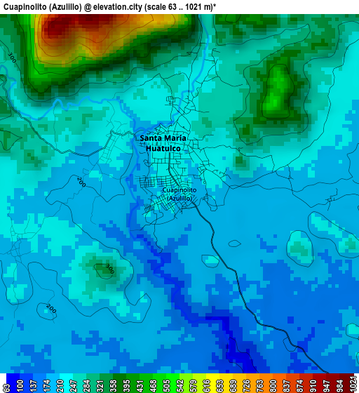 Cuapinolito (Azulillo) elevation map