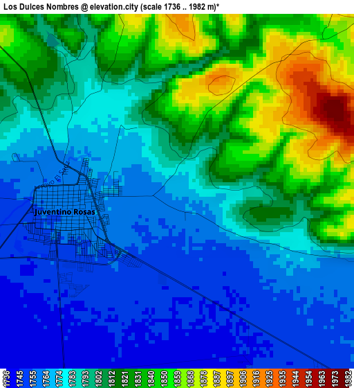 Los Dulces Nombres elevation map