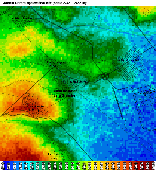 Colonia Obrera elevation map