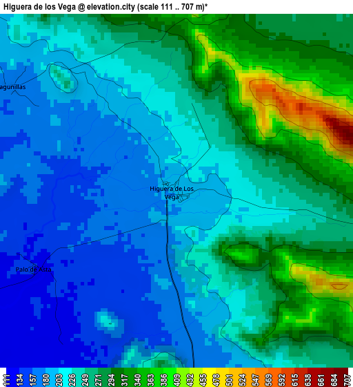 Higuera de los Vega elevation map