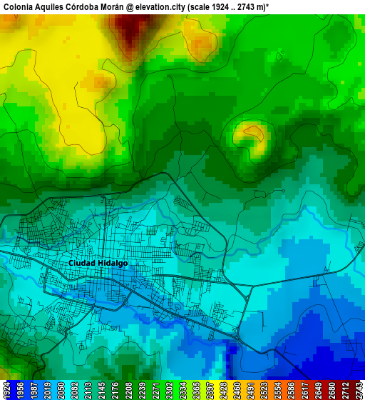 Colonia Aquiles Córdoba Morán elevation map