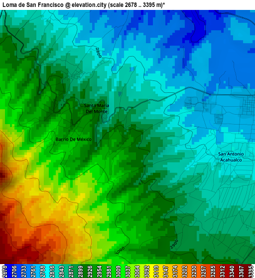 Loma de San Francisco elevation map