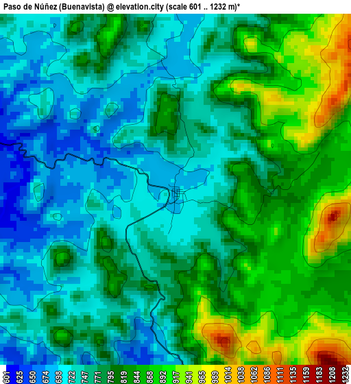 Paso de Núñez (Buenavista) elevation map