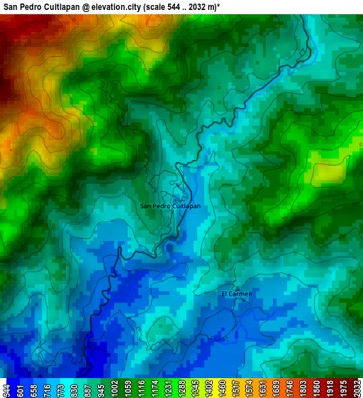 San Pedro Cuitlapan elevation map