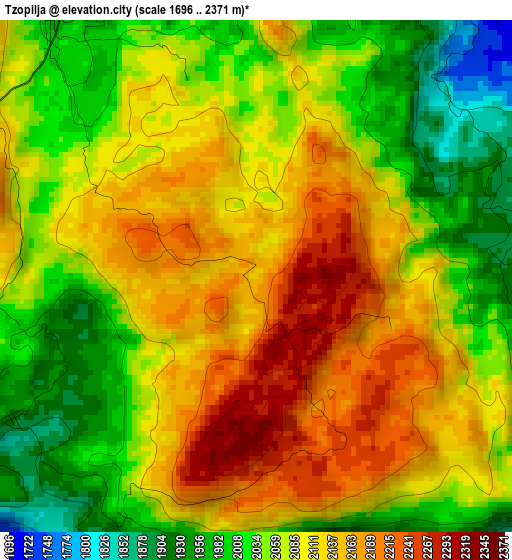 Tzopilja elevation map