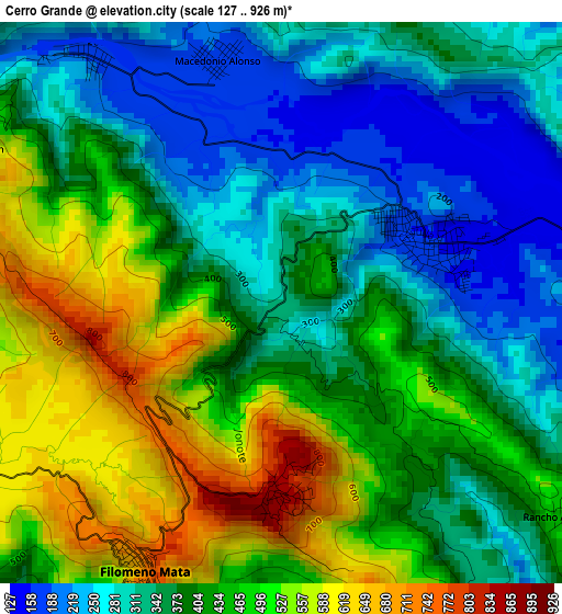 Cerro Grande elevation map