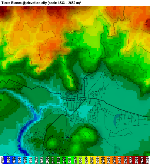 Tierra Blanca elevation map