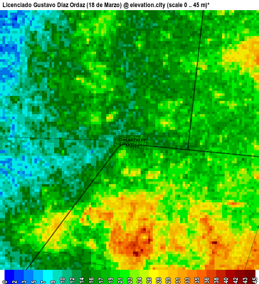 Licenciado Gustavo Díaz Ordaz (18 de Marzo) elevation map