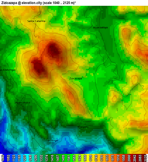 Zizicazapa elevation map