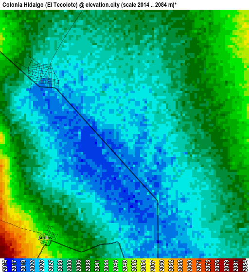 Colonia Hidalgo (El Tecolote) elevation map