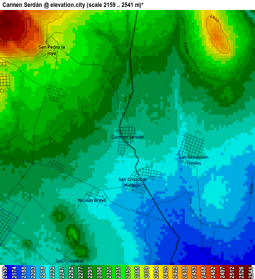 Carmen Serdán elevation map
