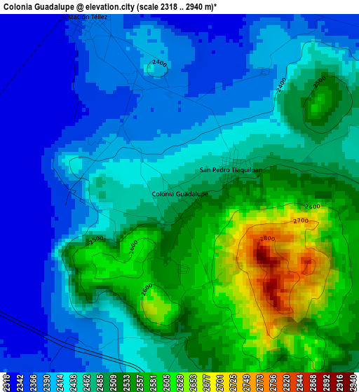 Colonia Guadalupe elevation map