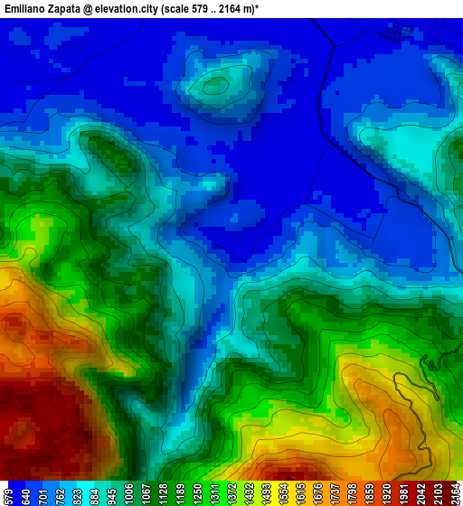 Emiliano Zapata elevation map