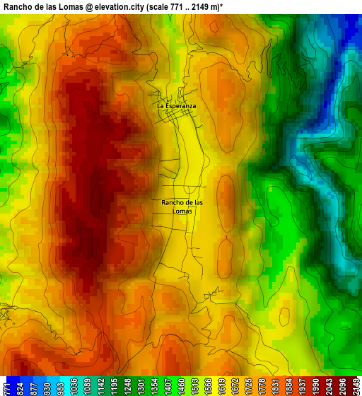 Rancho de las Lomas elevation map