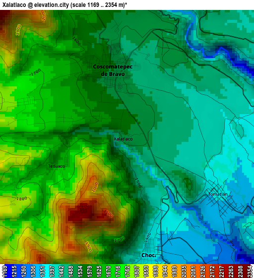 Xalatlaco elevation map